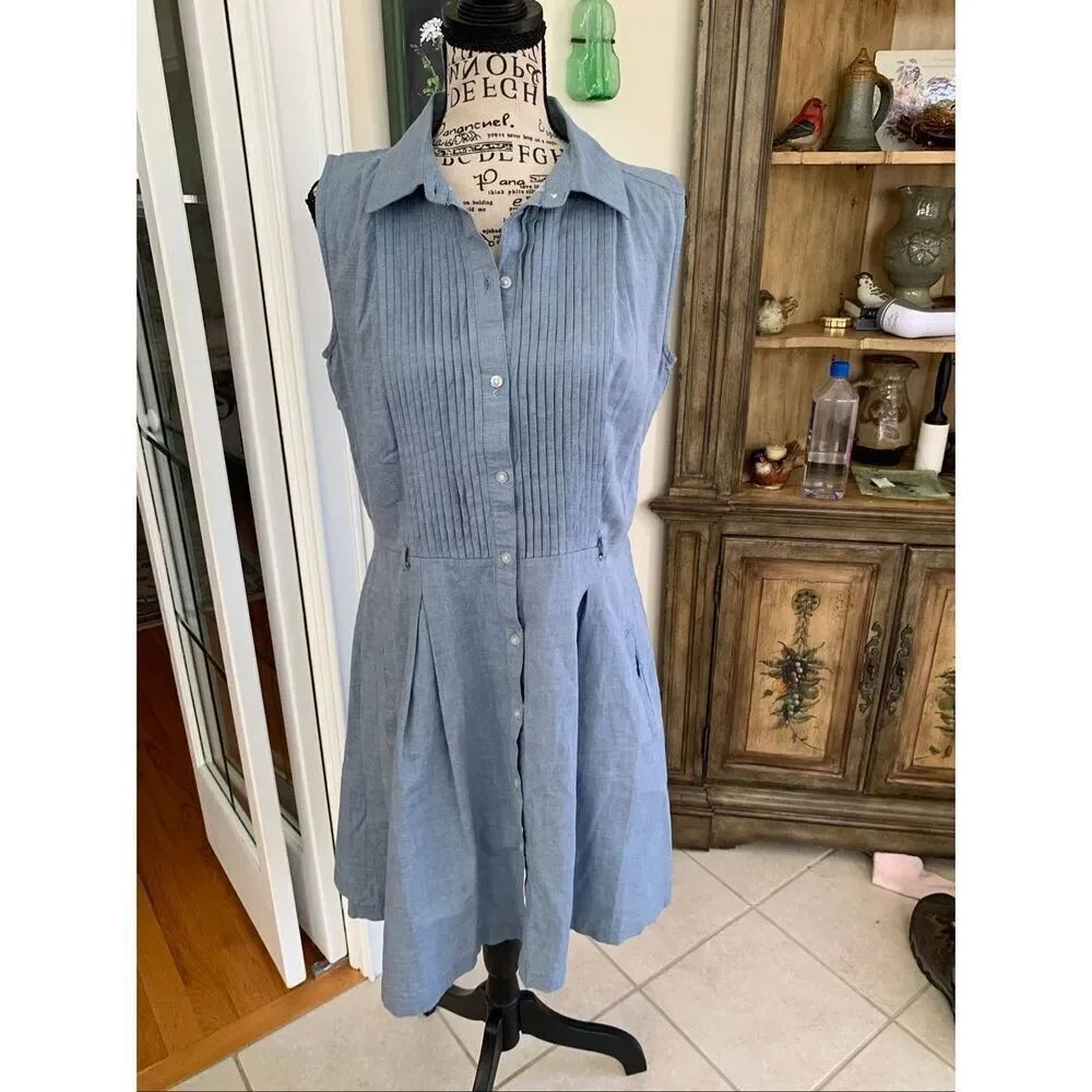 Sharagano Chambray Shirt Dress